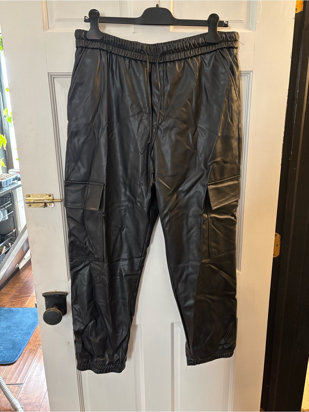 Zara Faux Leather Cargo Jogger Pants
